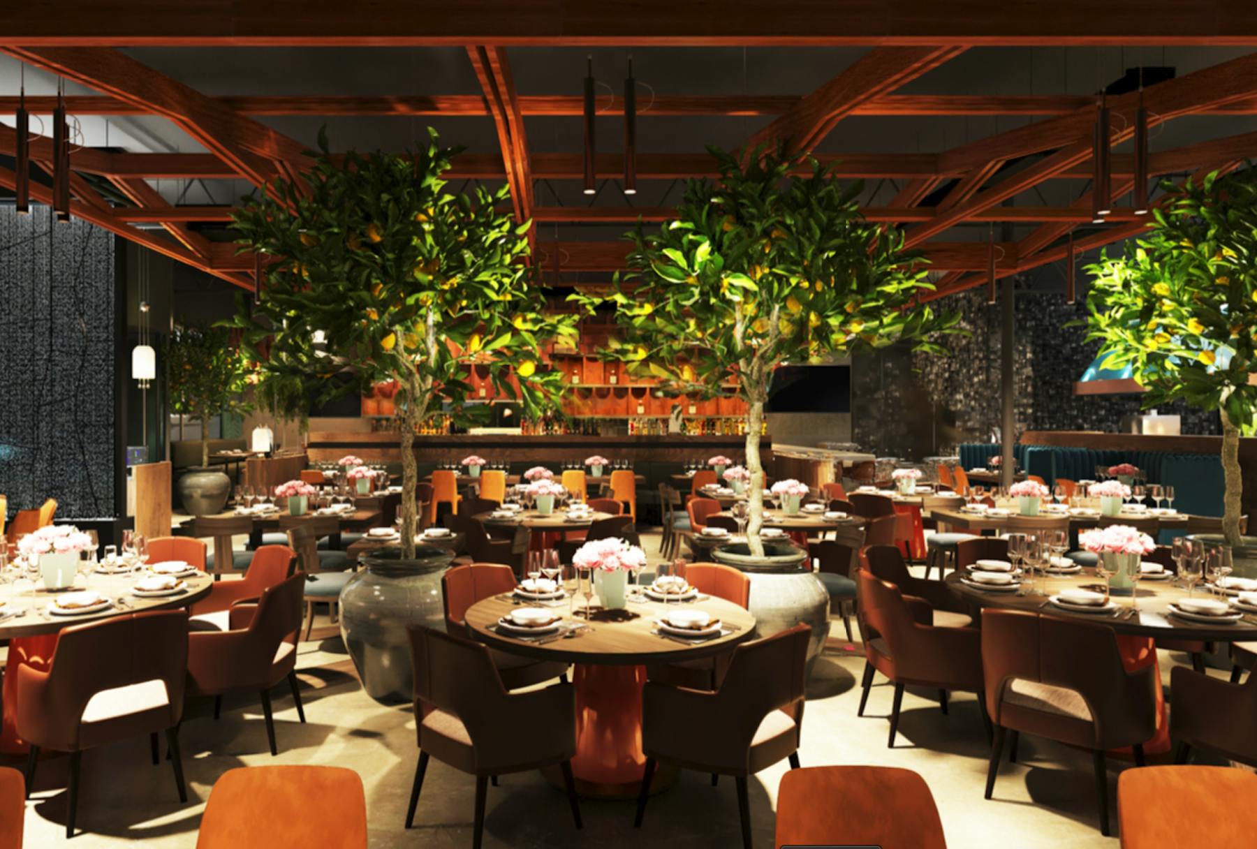 a dining table in a restaurant